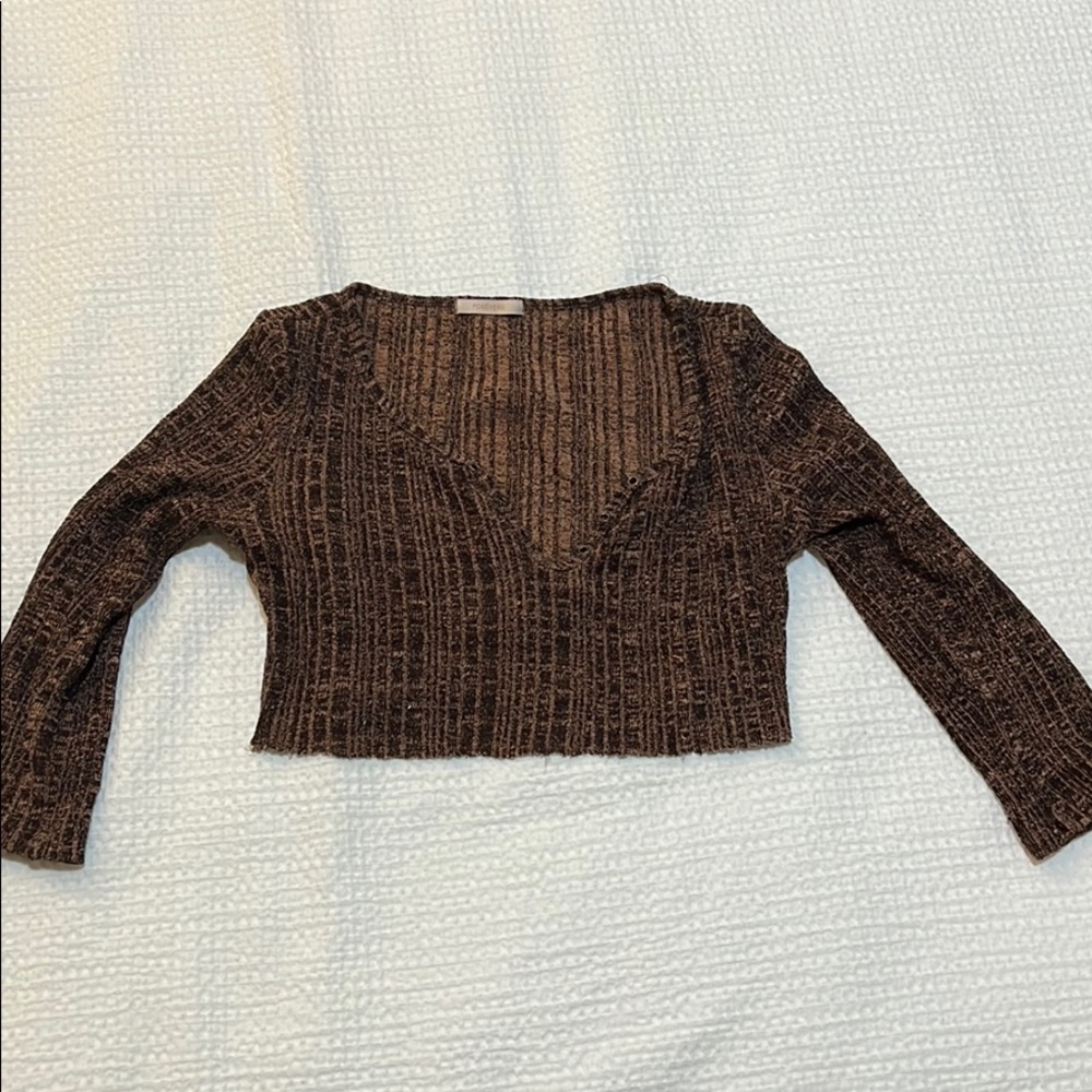 Cropped Vintage Brown Y2K Long Sleeve